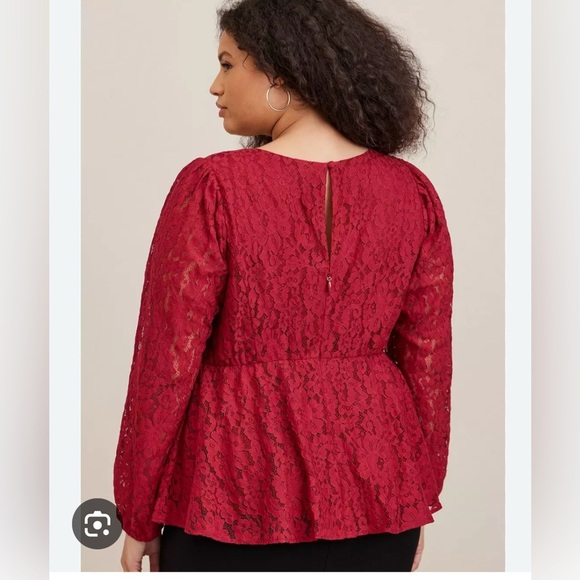 Torrid peplum long puff sleeve lace top blouse 5X 28 5 new NWT - Picture 3 of 8